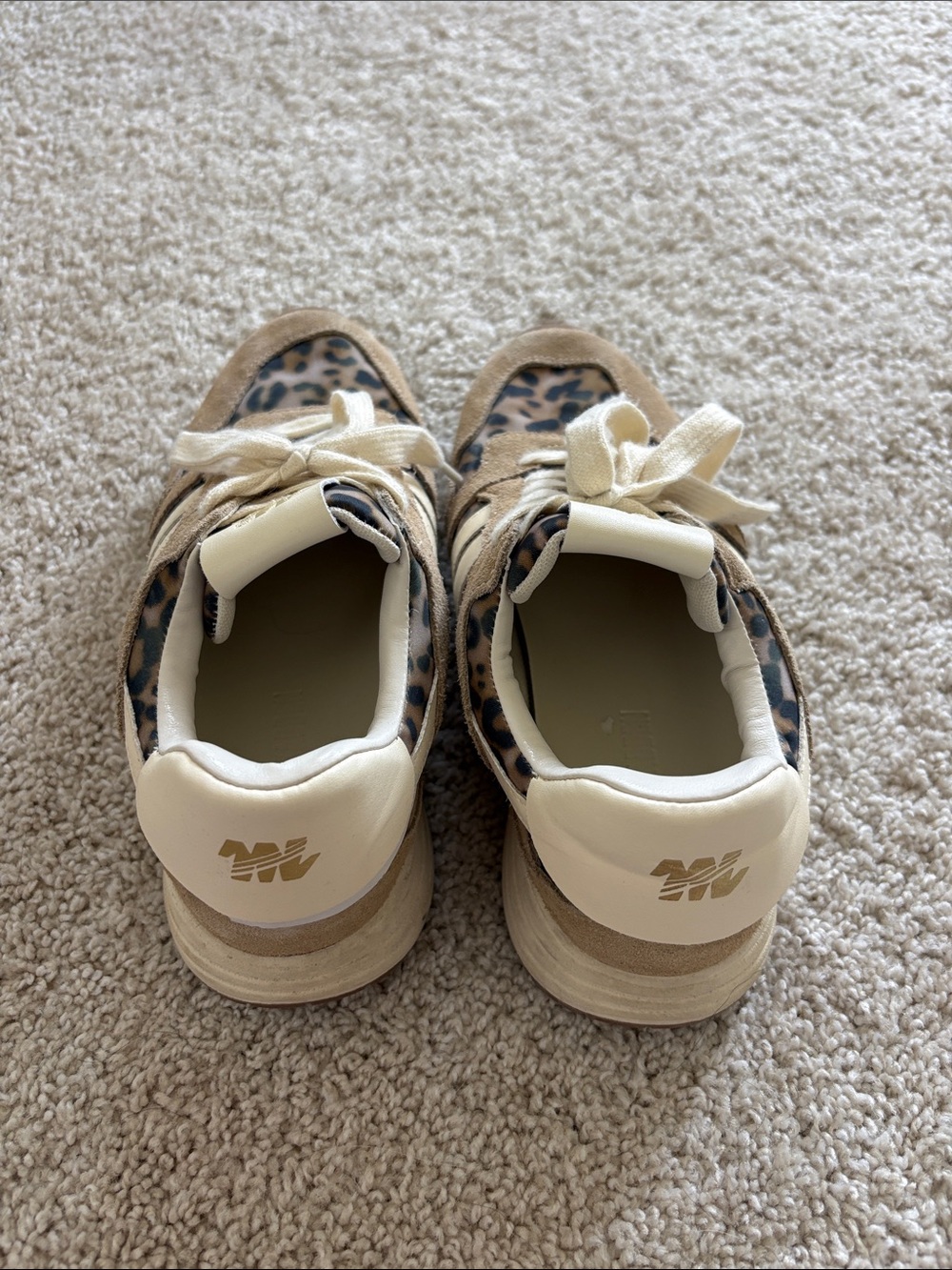 Steve Madden Leopard Print Suede Lace-Up Sneakers in Beige and White - Picture 2 of 2